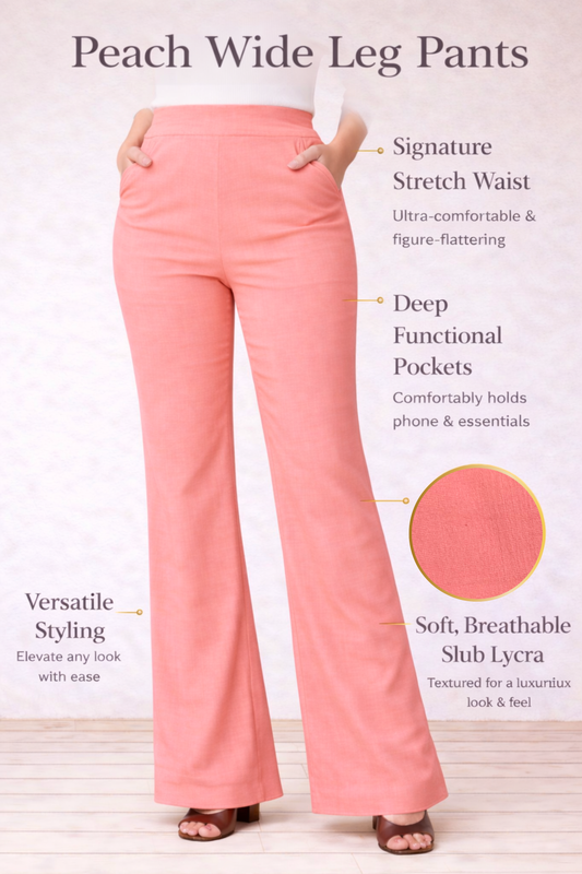 Peach Wide Leg Slub Pants