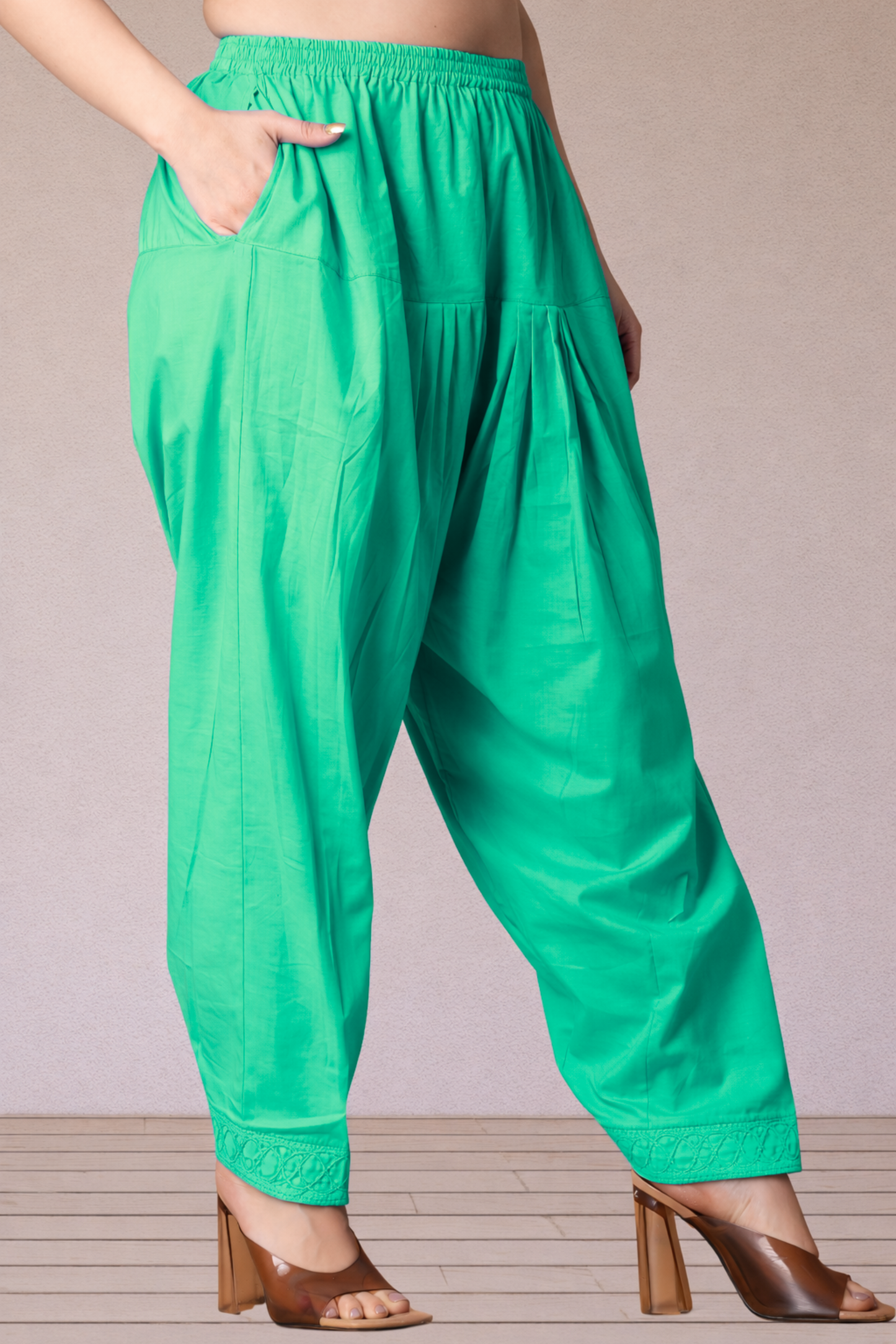 Aquamarine Cotton Straight Salwar