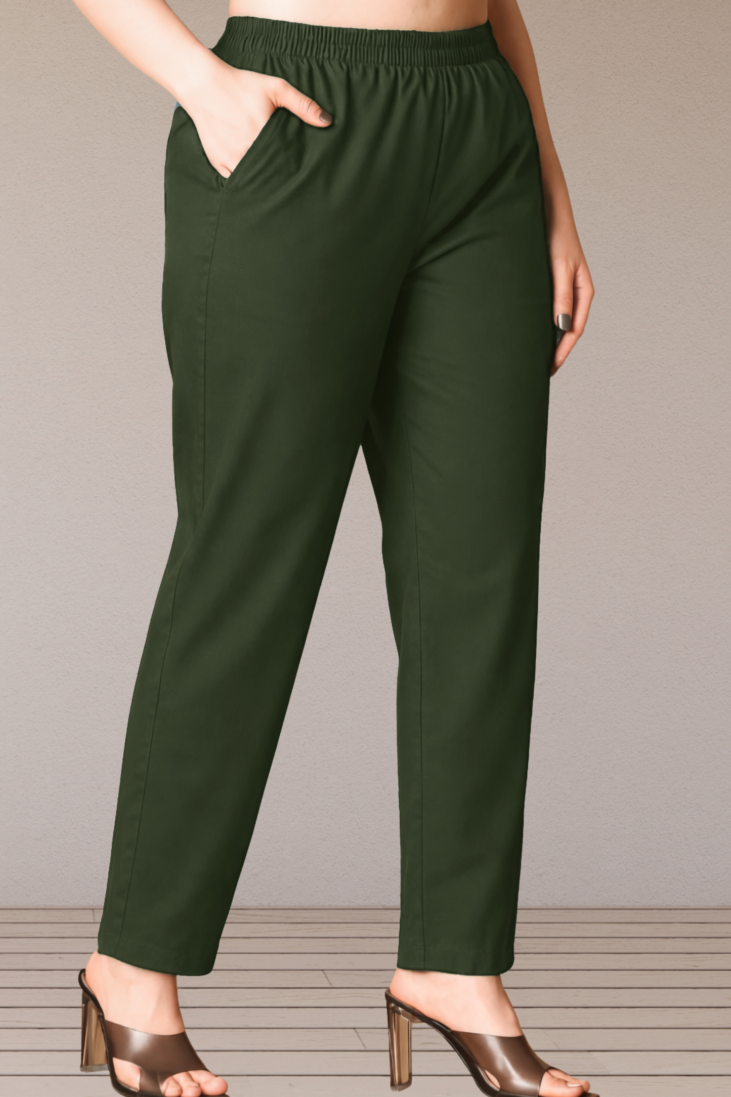 Army Green Cotton Kurti Pant