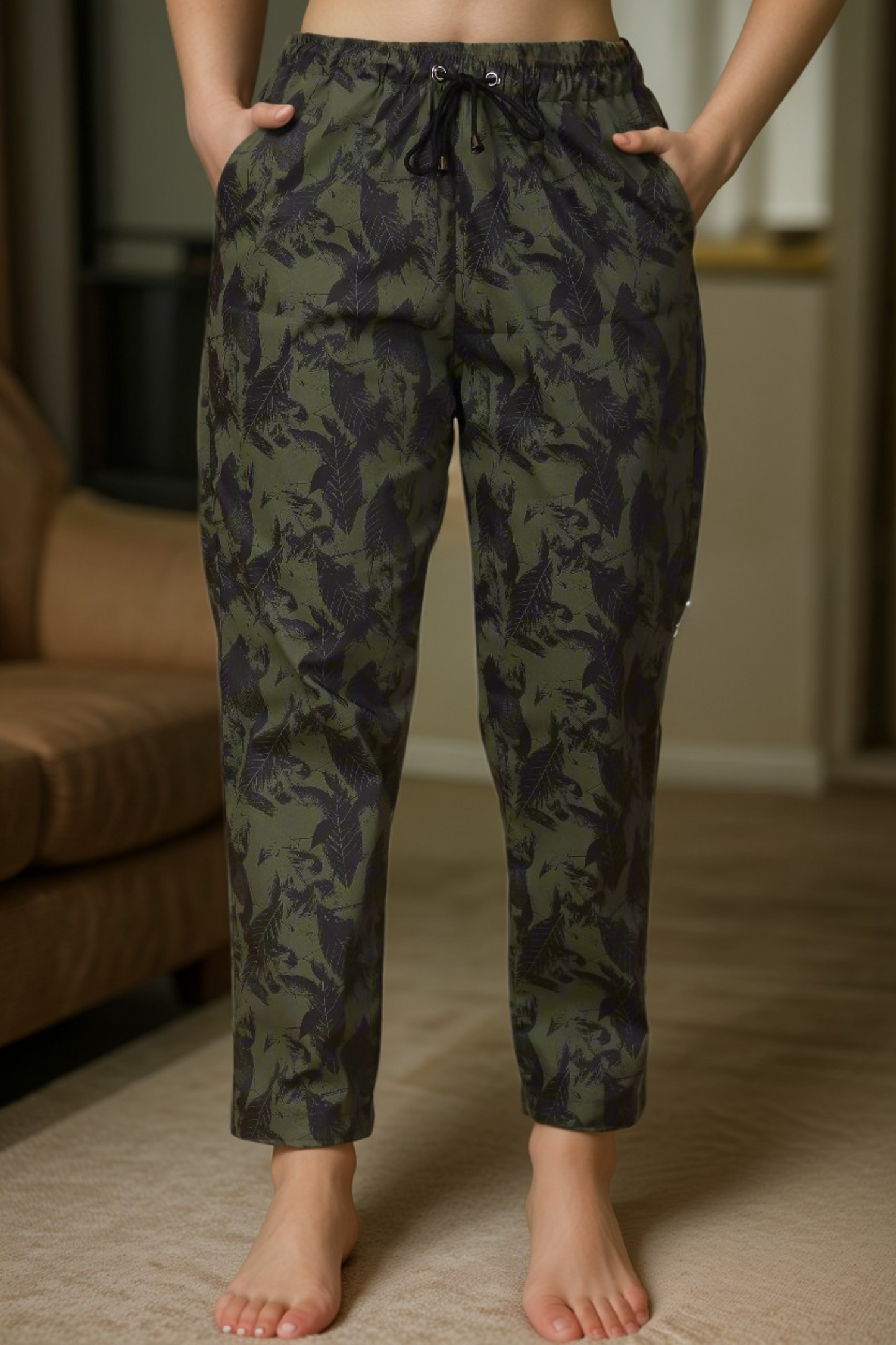 Buy Plus Size Army Green Cotton Lycra Pants At Apella | Sizes XS to 10 XL | India | Free Delivery | Customized