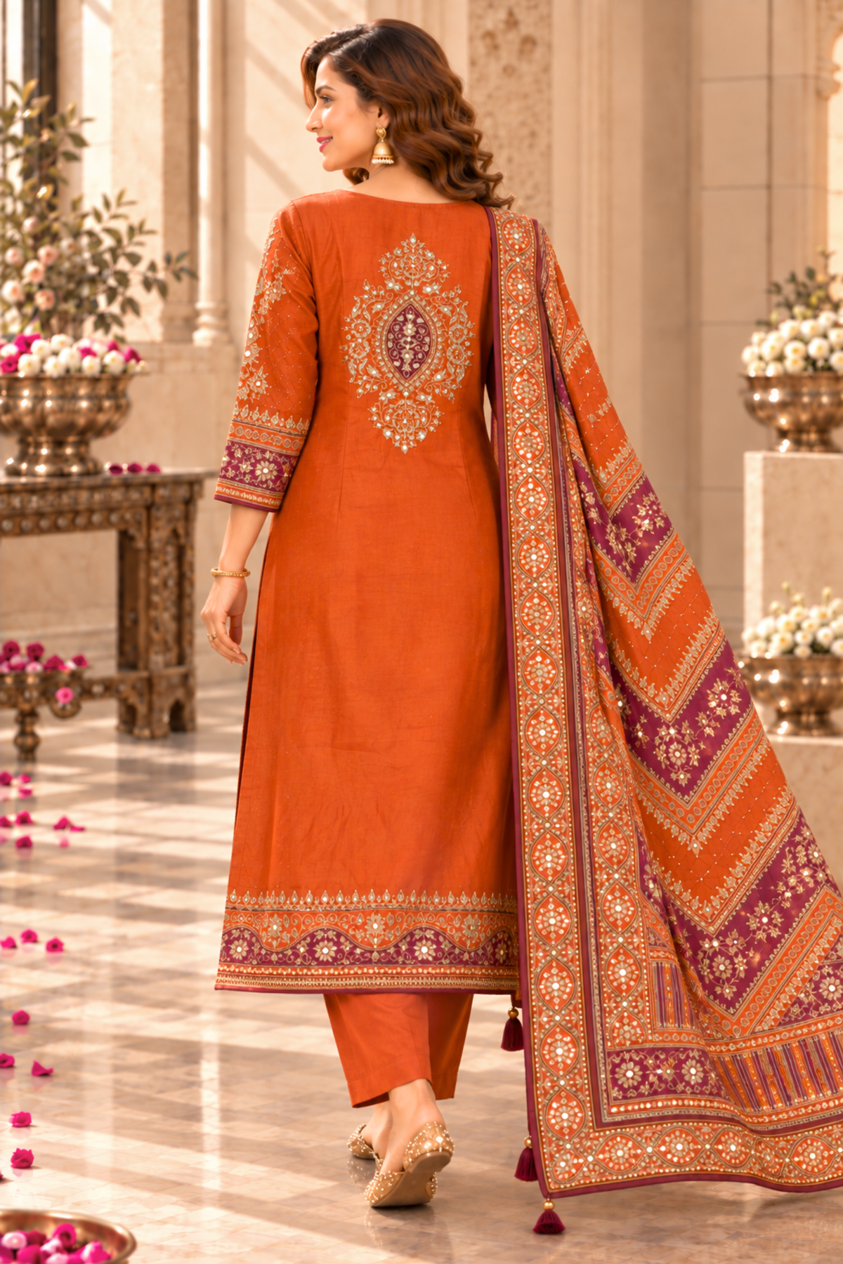 Arzoo Karachi Muslin Suit With Mirror Work