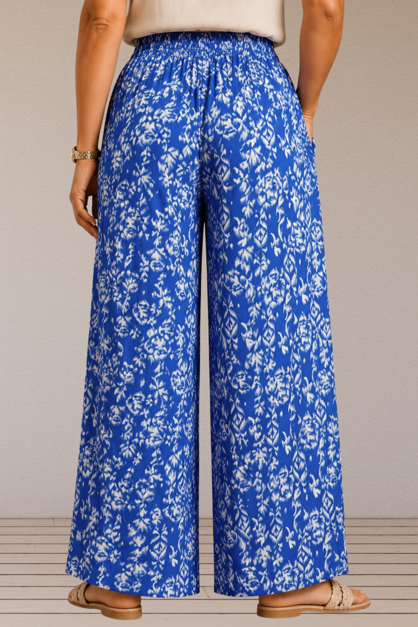 Azure Bloom Printed Rayon Lounge Pants