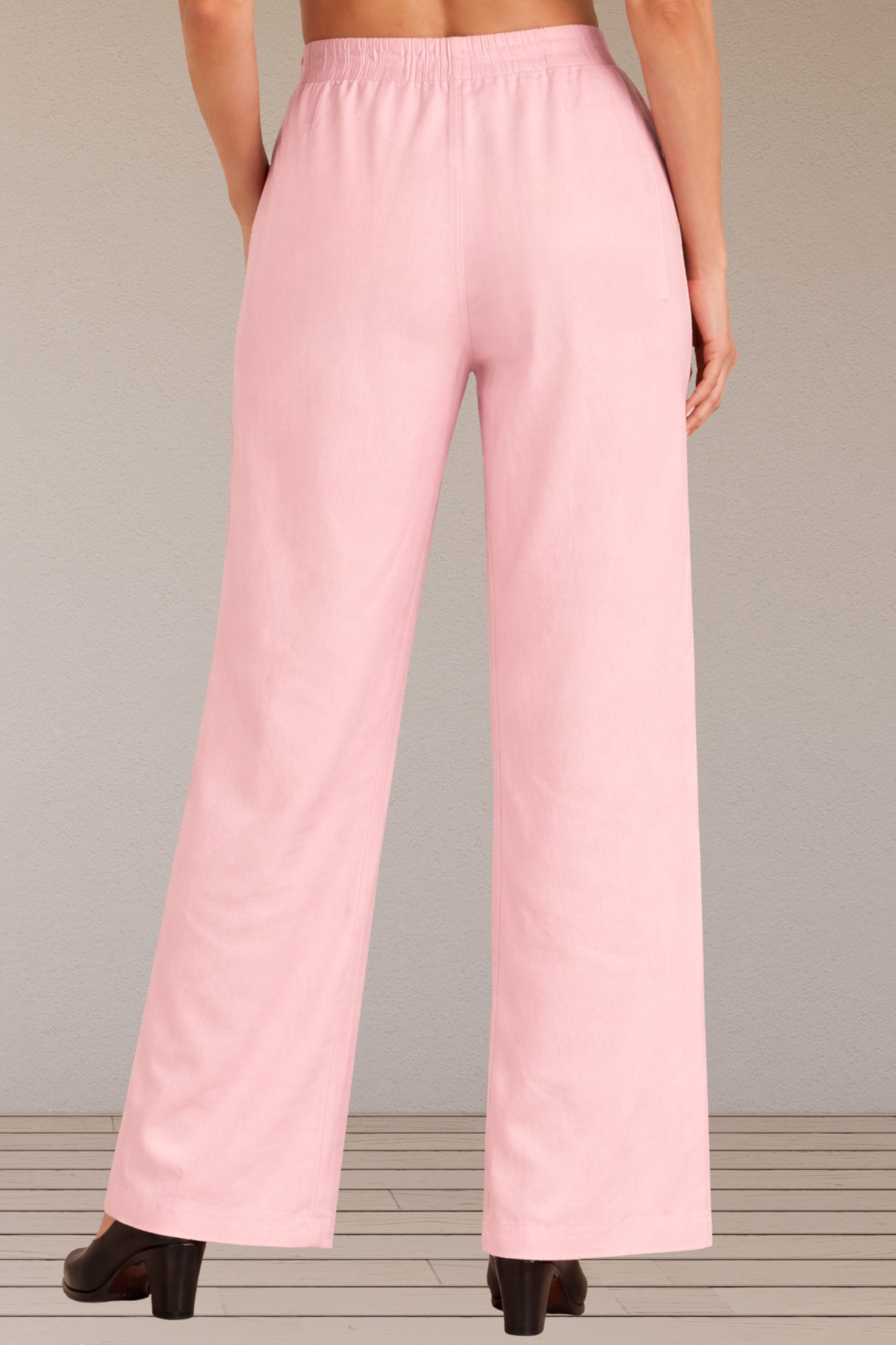 Baby Pink Cotton Linen Flared Pant