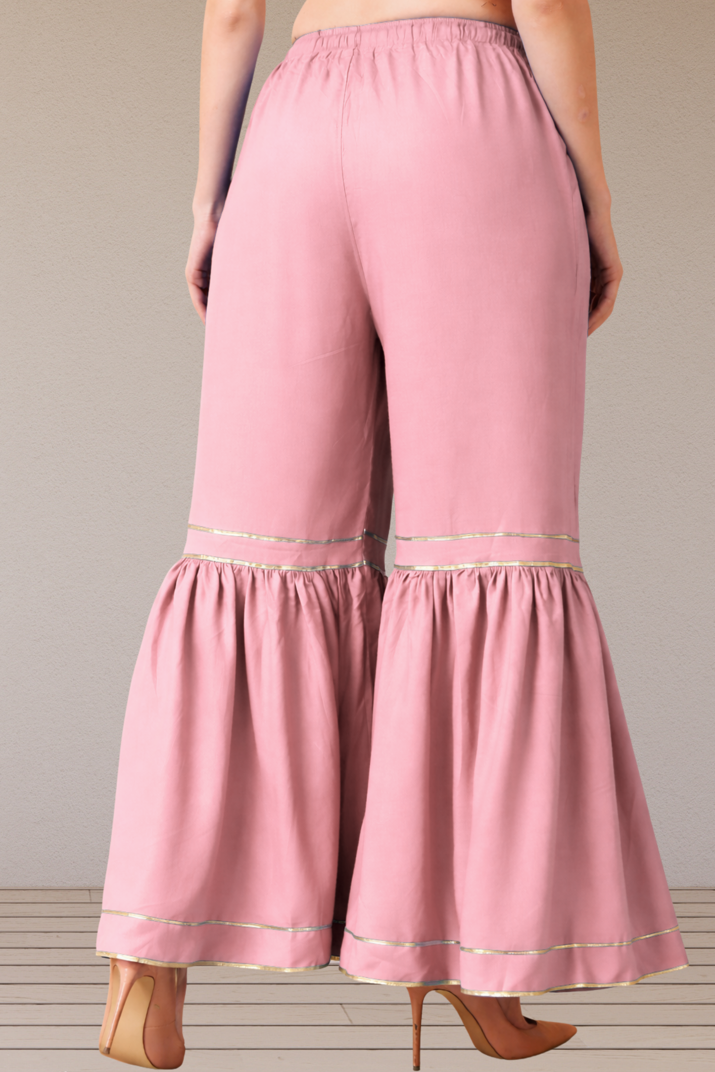 Baby Pink Frilled Rayon Sharara