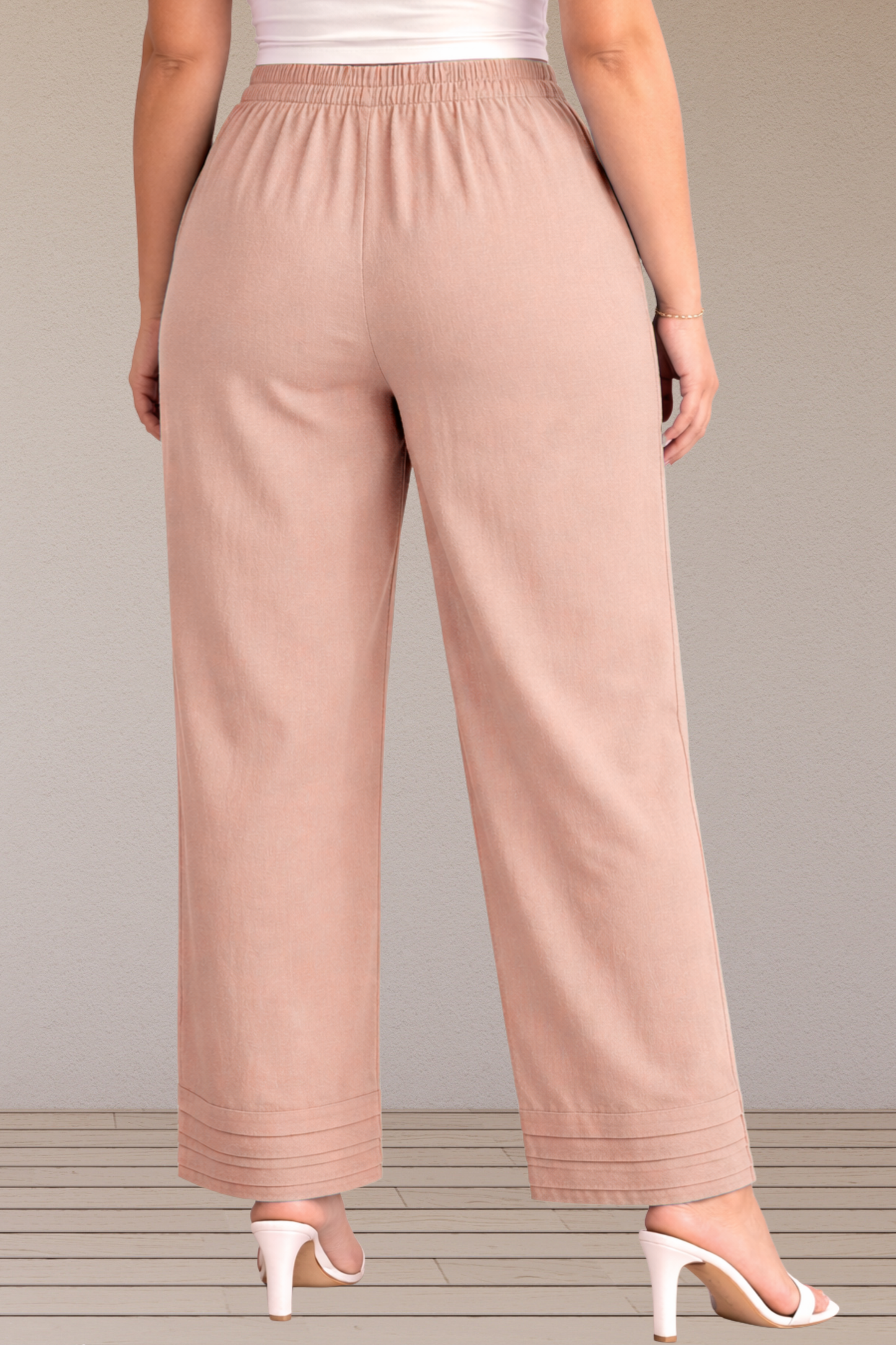 Light Onion Pintucked Cotton Palazzo