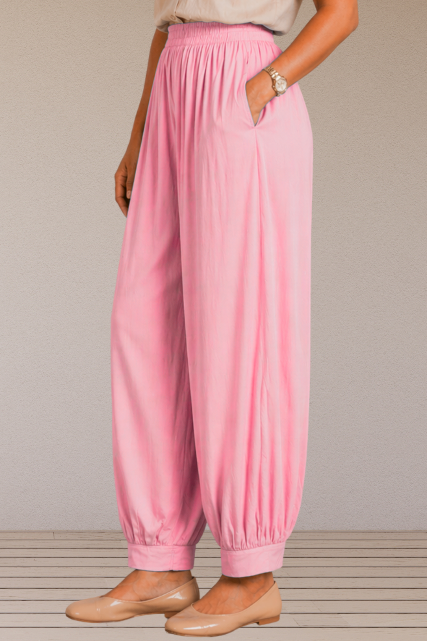 Baby Pink Rayon Afghani Pants