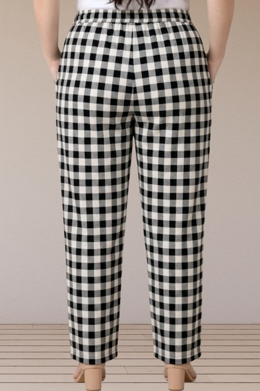 Black & White Check Cotton Pant