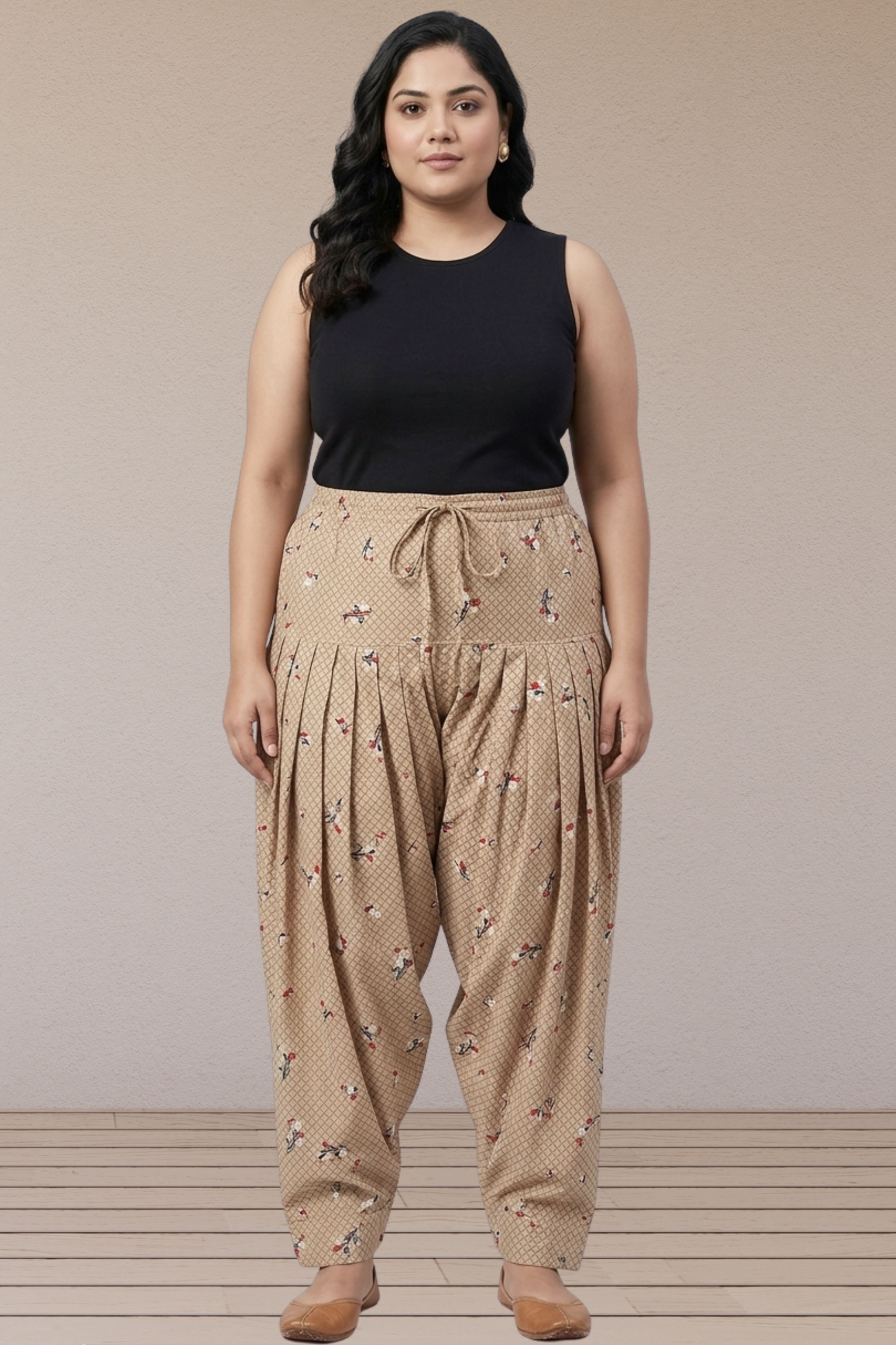 Beige Buti Cotton Printed Salwar