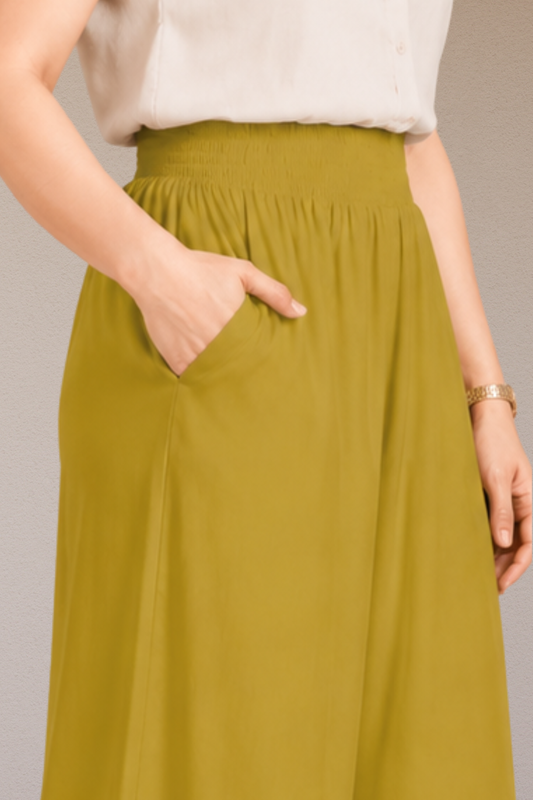 Beige Flared Palazzo Pant