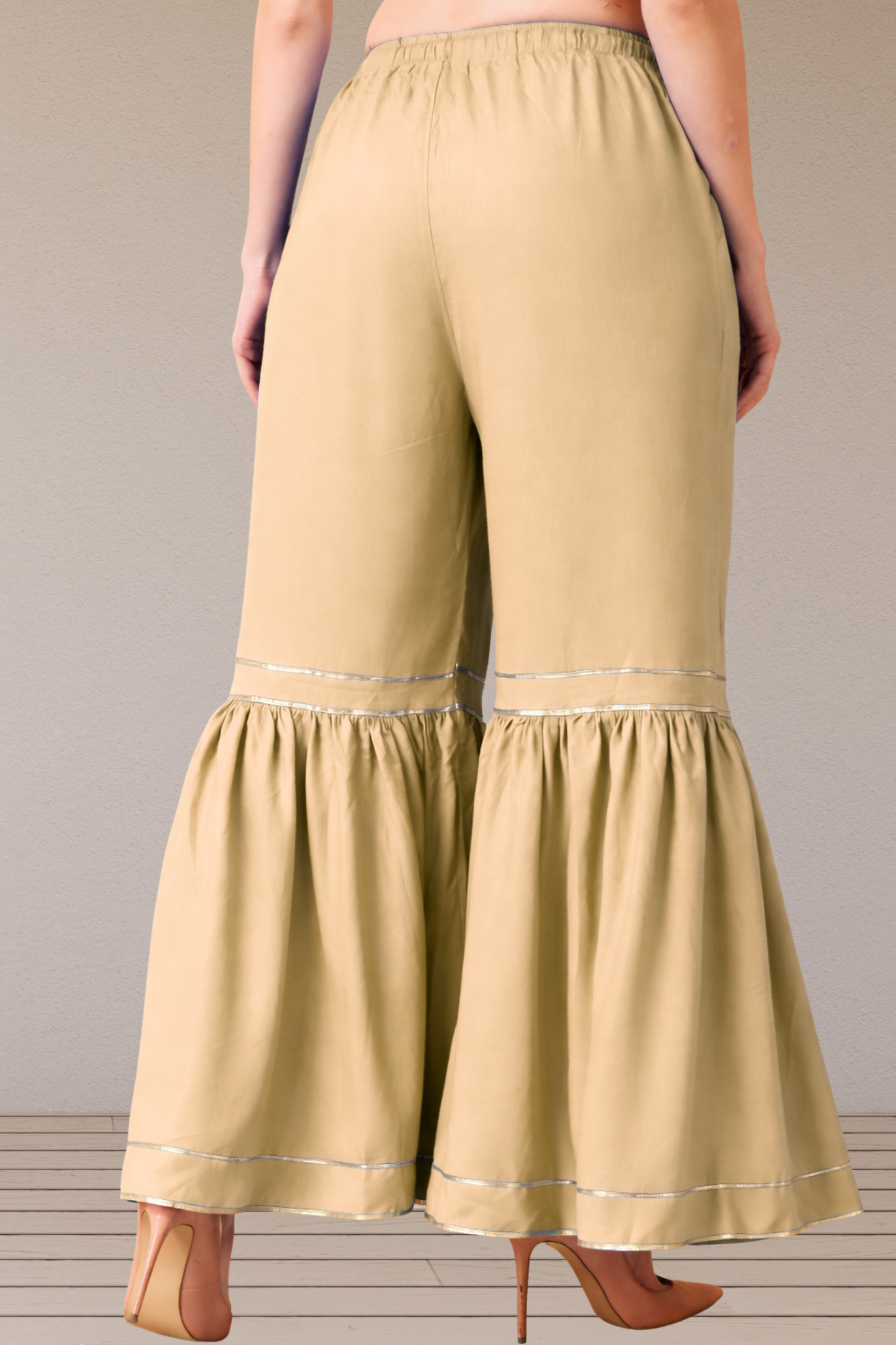 Beige Frilled Rayon Sharara
