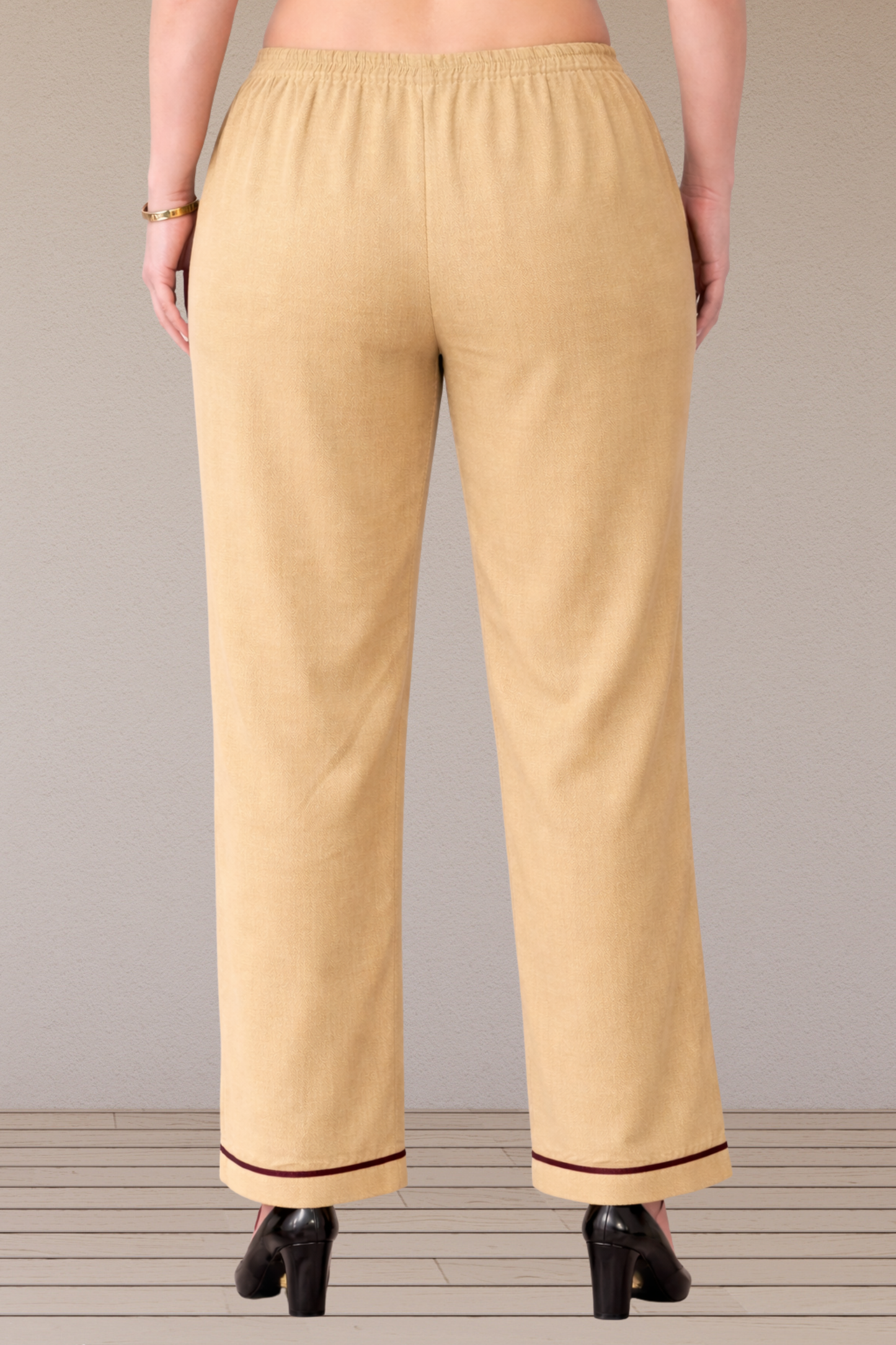 Beige Hemline Rayon Palazzo