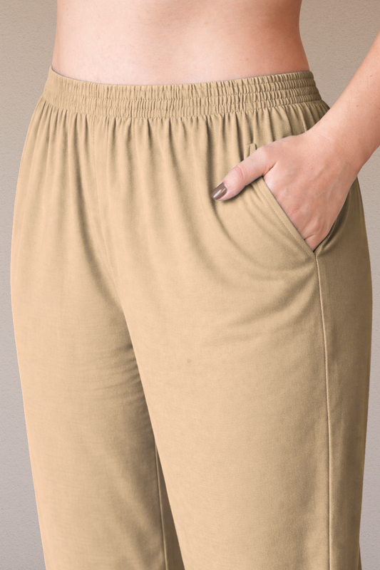 Beige Rayon Kurti Pant