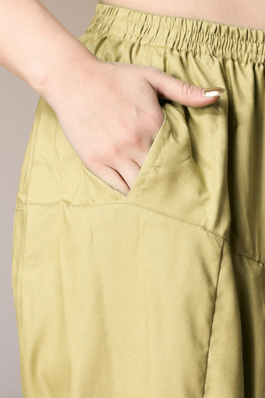 Beige Rayon Pleated Salwar