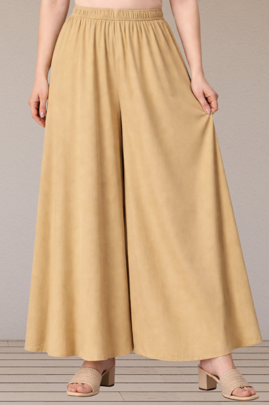 Beige Rayon Skirt Palazzo