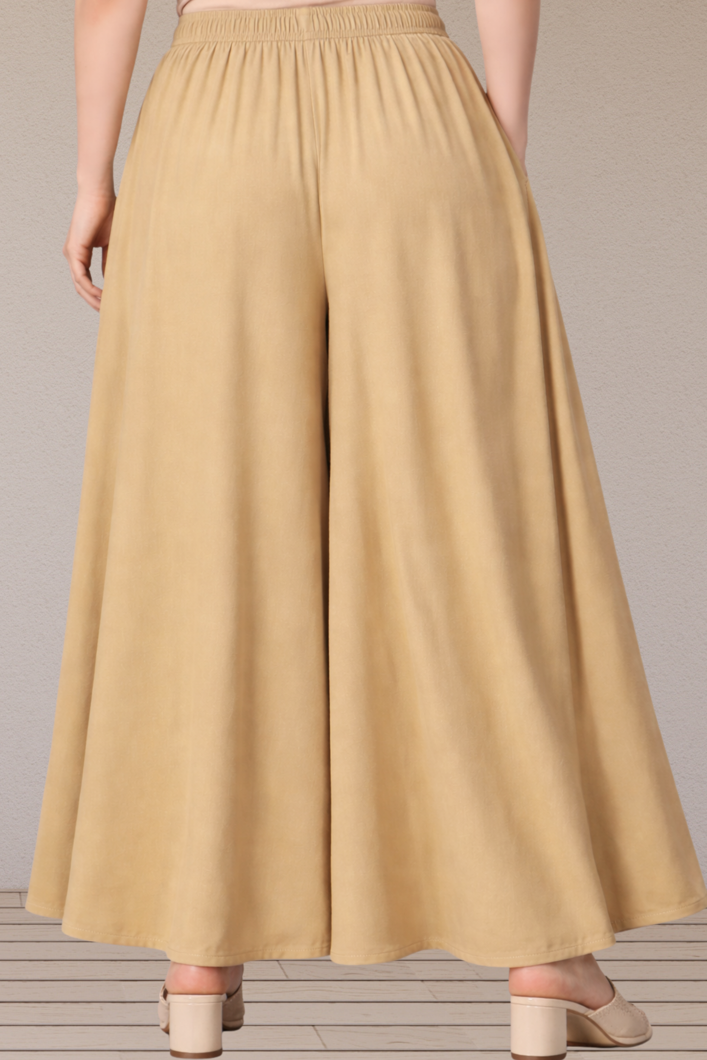 Beige Rayon Skirt Palazzo
