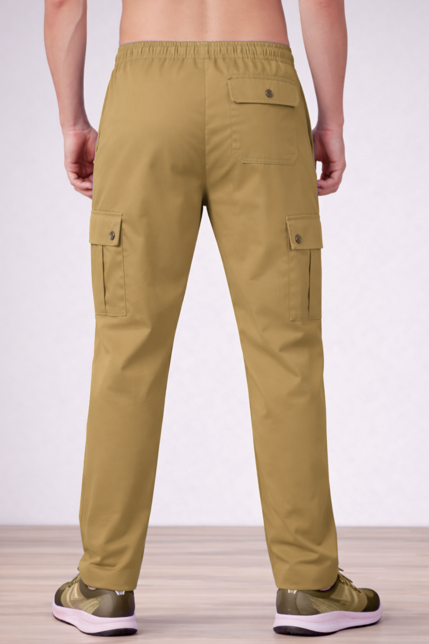 Beige Stretch Cargo Pants