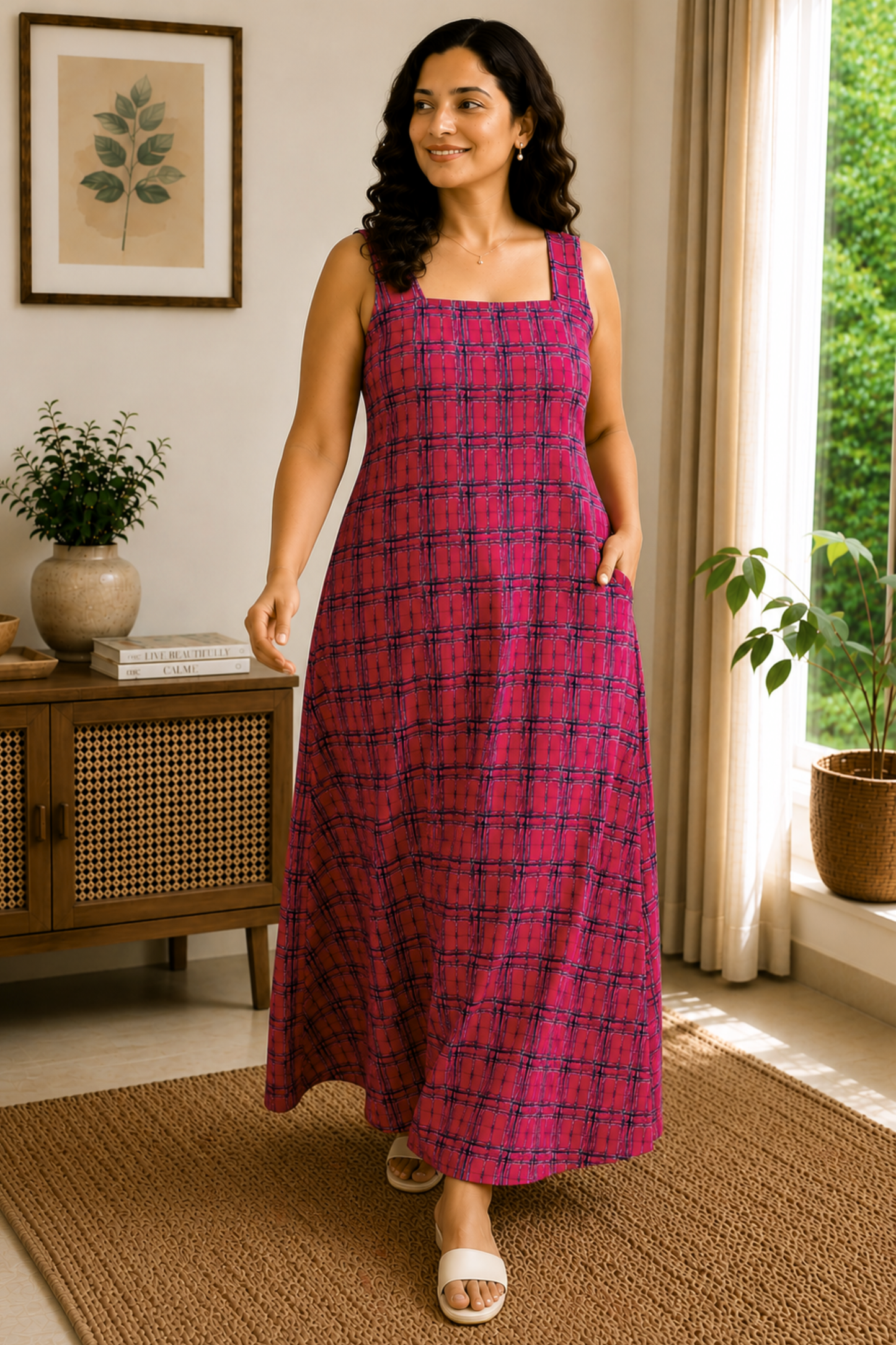 Berry Canvas Rayon Lounge Dress