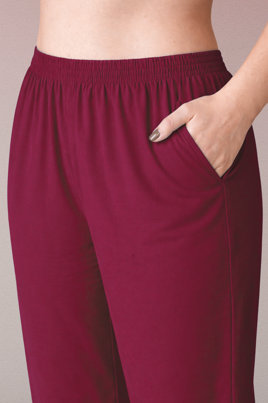 Berry Red Rayon Kurti Pant