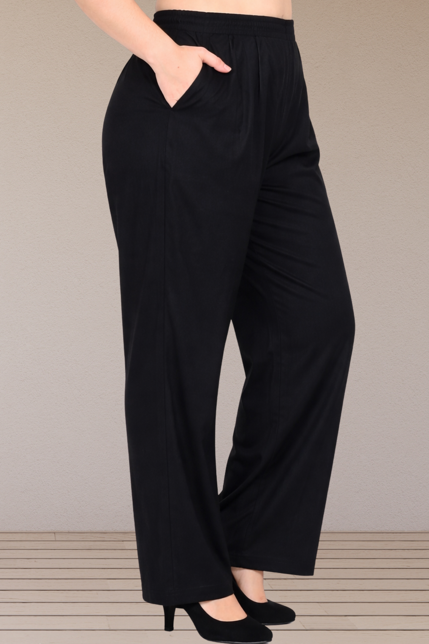 Black Belted Cotton Palazzo