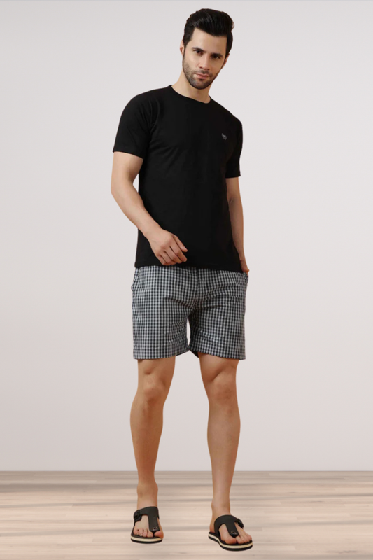 Black Cluster Cotton Shorts