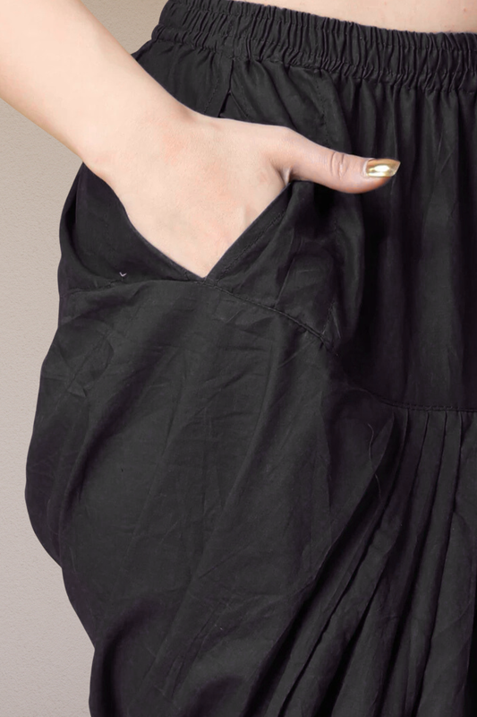 Black Cotton Patiala Salwar Pants