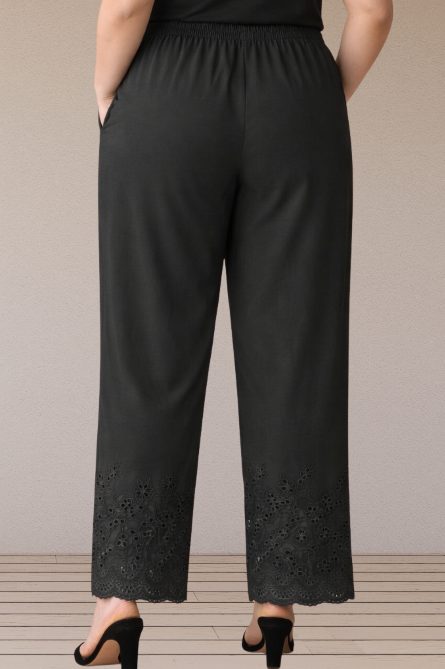 Black Cotton Schiffli Palazzo