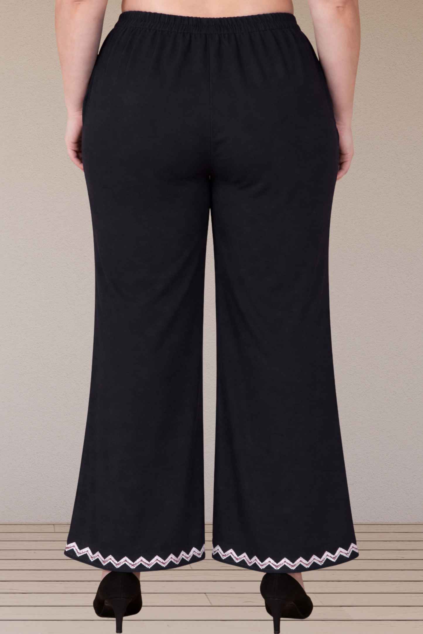 Black Embellished Cotton Palazzo