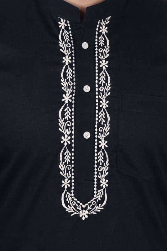 Black Embroidered Kurta Pajama