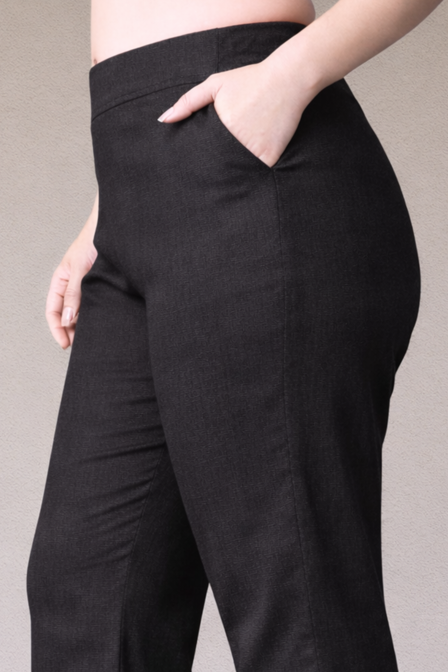 Black Flared Slub Pants