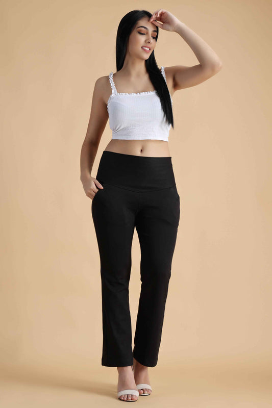 Buy Plus Size Black Tummy Tucker Pant At Apella | Sizes XS to 10 XL | India | Free Delivery | Customized