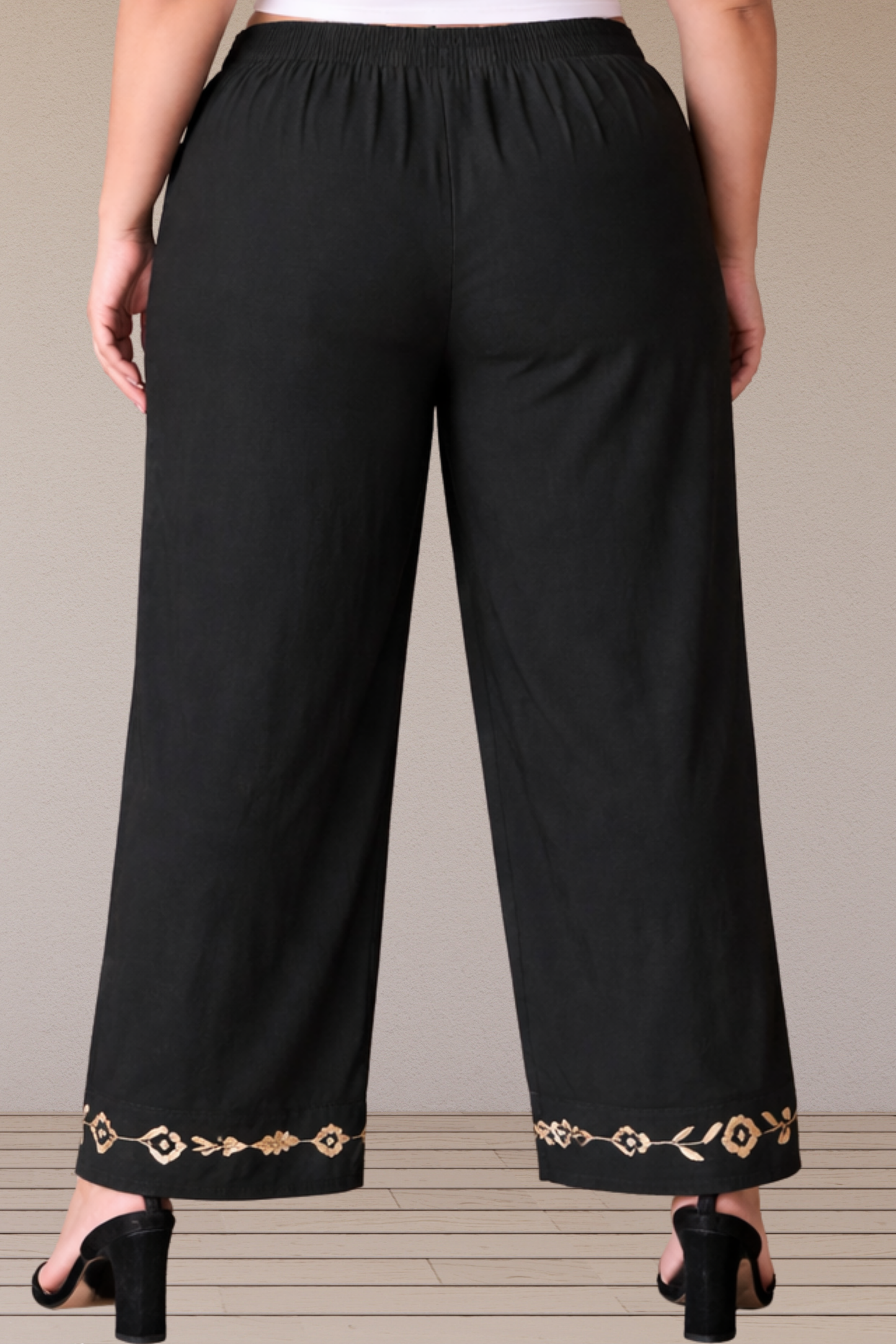 Black Rayon Pant Palazzo