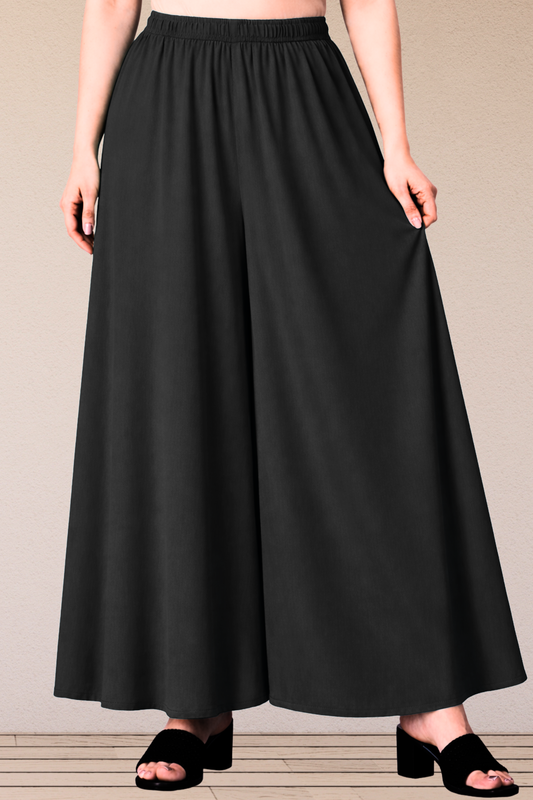 Black Rayon Slub Skirt Palazzo