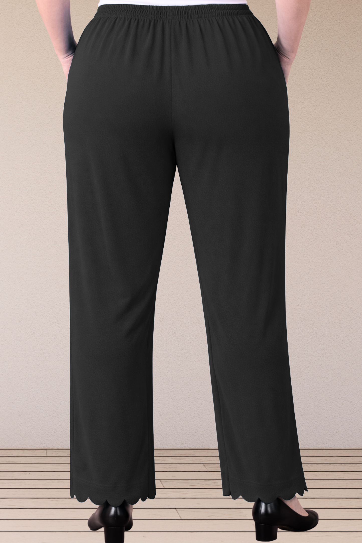 Black Scallop Cut Palazzo