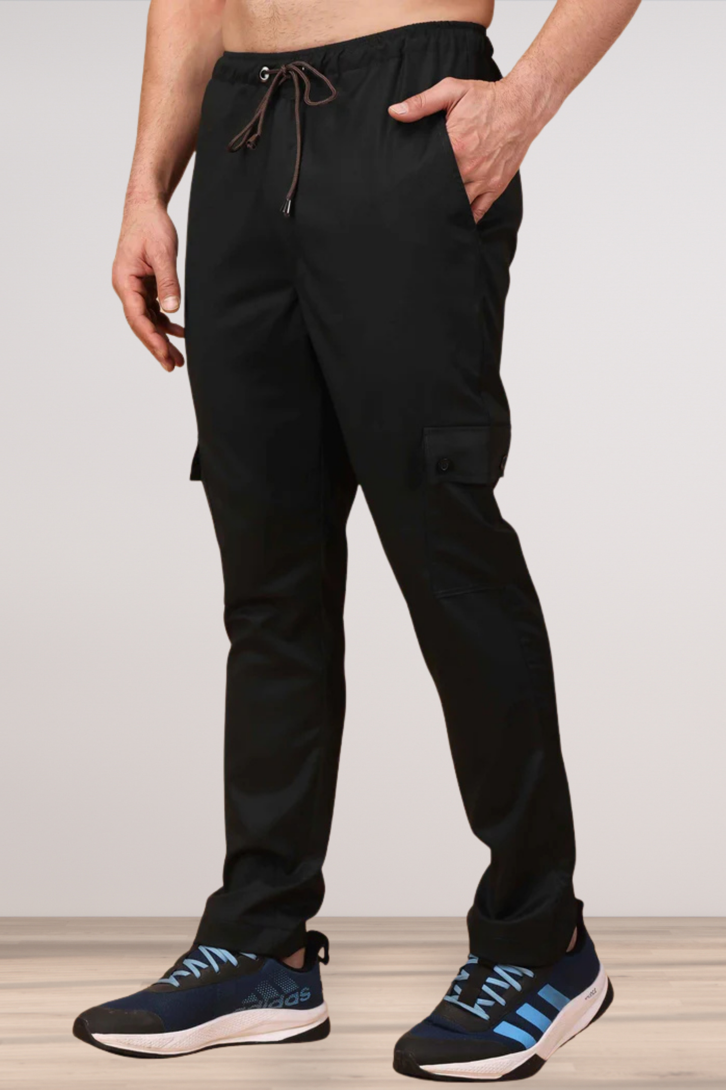 Black Stretchable Cargo Pants - 4 Pocket