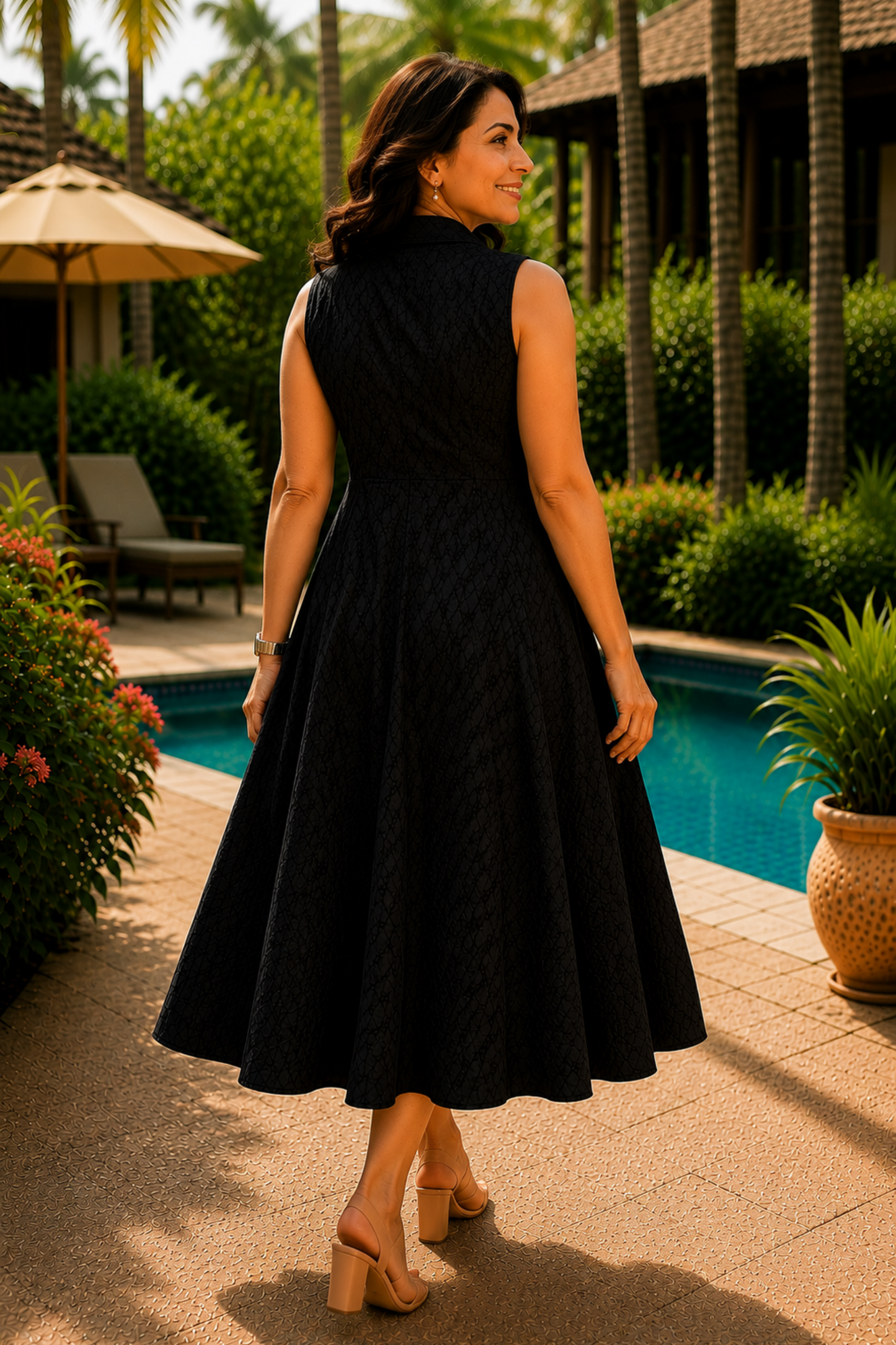 Midnight Muse Textured Dress With Pockets