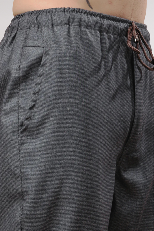 Black Textured Stretch Cargo- 2 Pocket