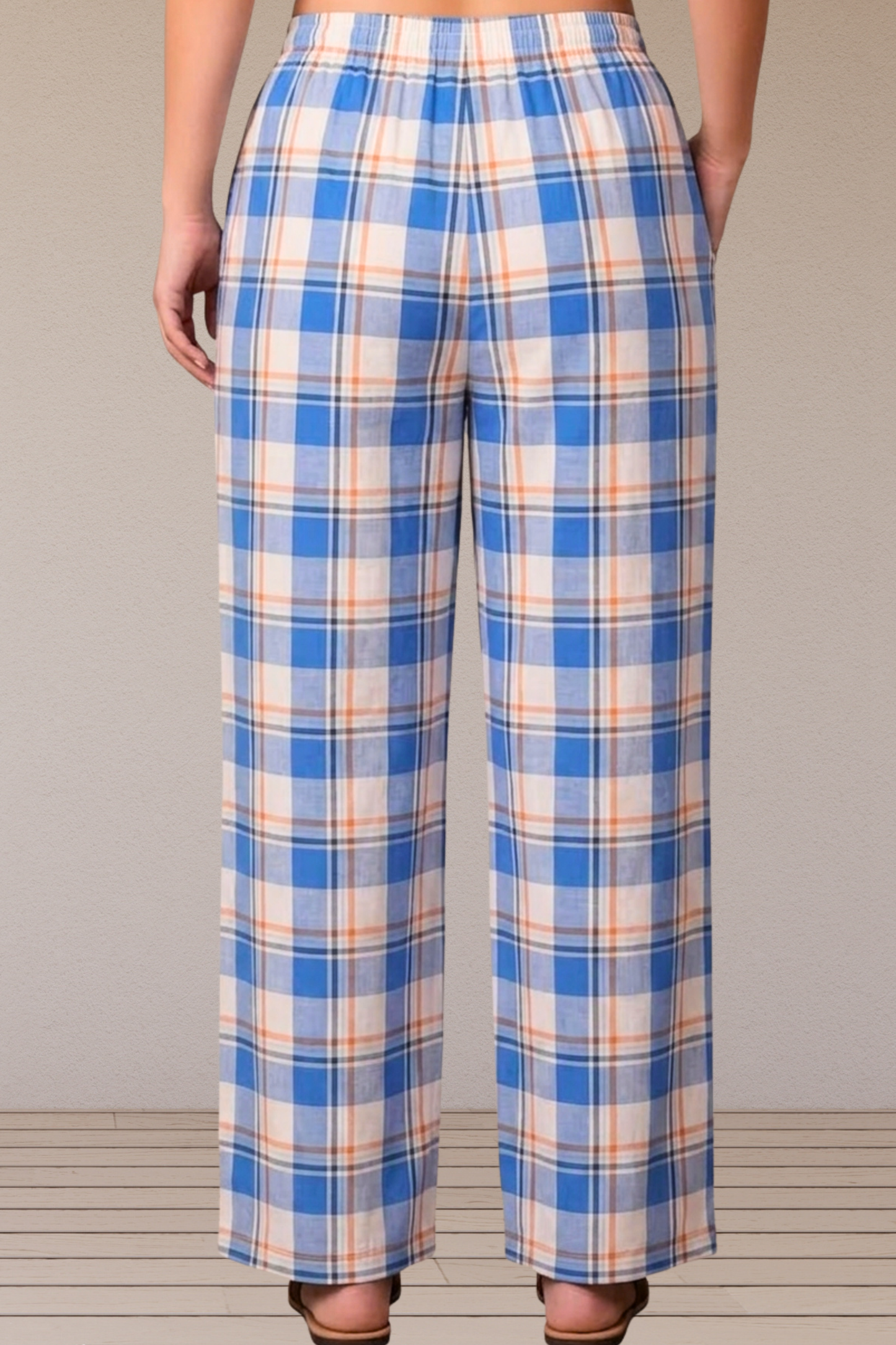 Blue Checked Cotton Pajama Pant