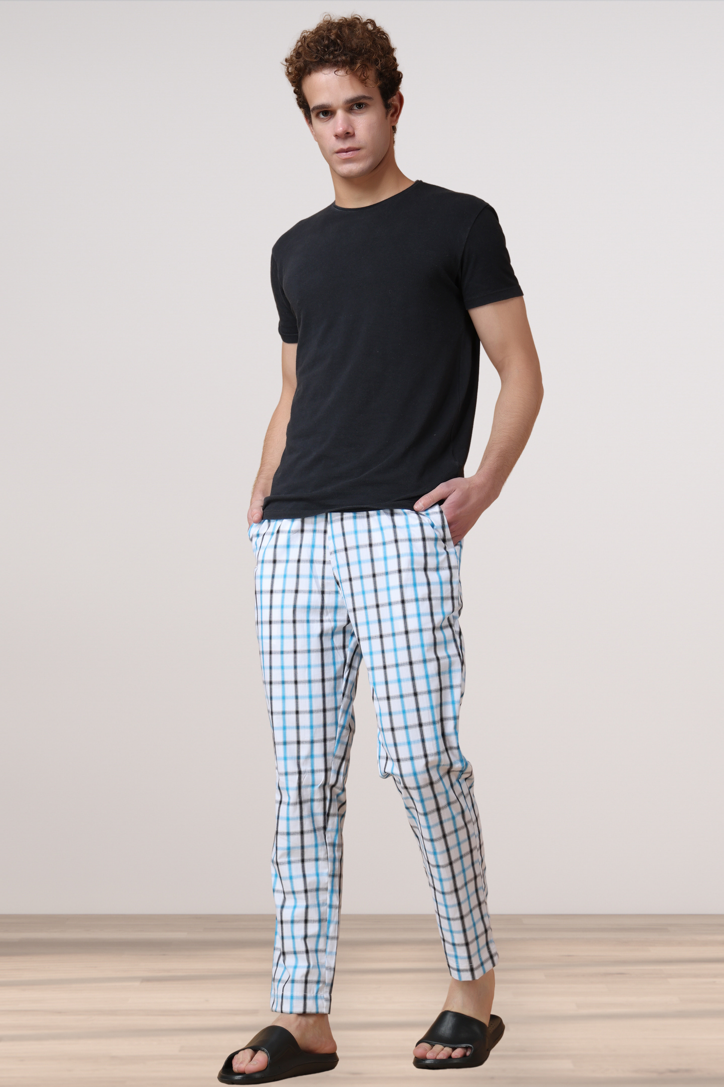 Blue Checked Cotton Pant Pajama
