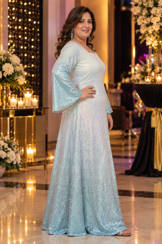 Blue Haze Ombre Shimmer Dress