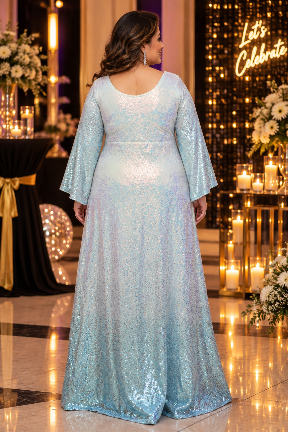 Blue Haze Ombre Shimmer Dress