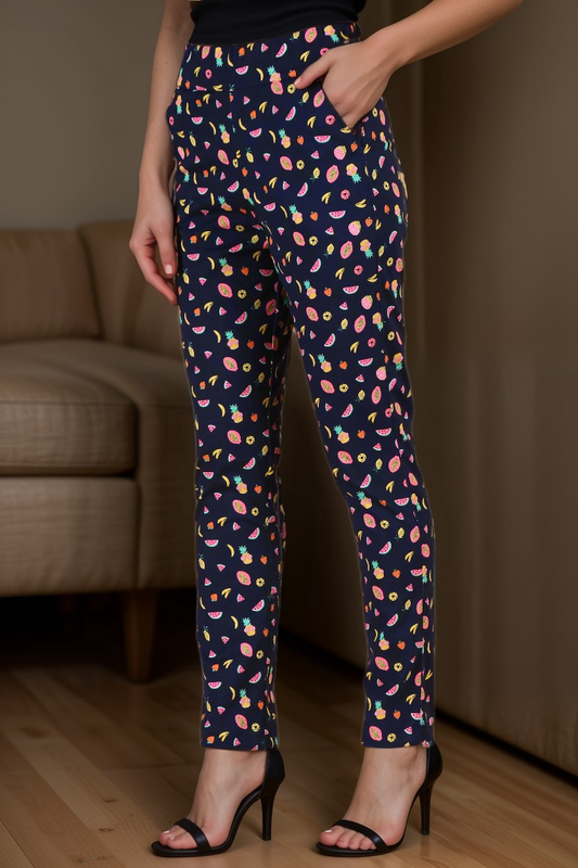 Buy Plus Size Blue Printed Lycra Pant At Apella | Sizes XS to 10 XL | India | Free Delivery | Customized