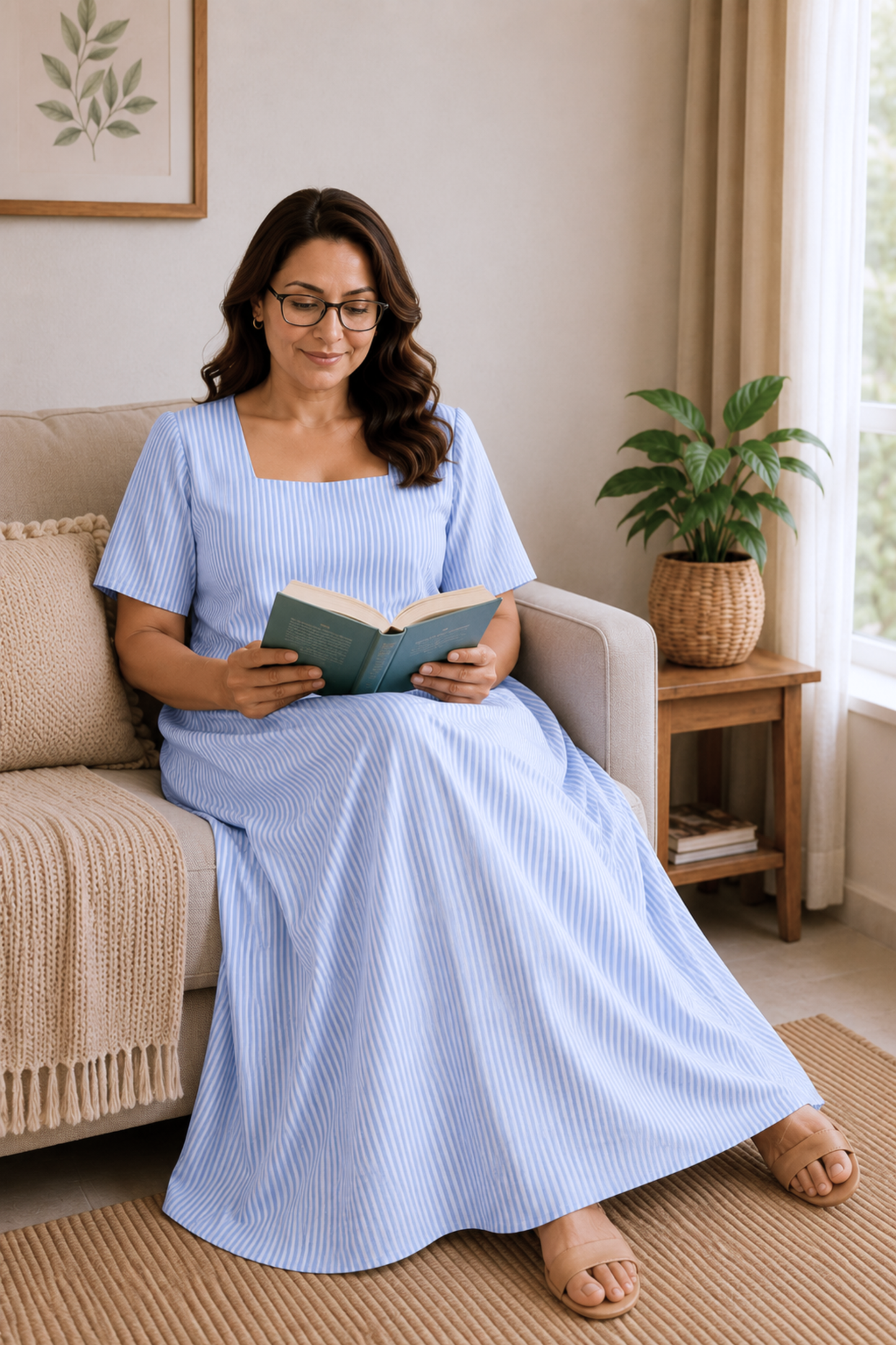 Serene Stripe Cotton Night Gown