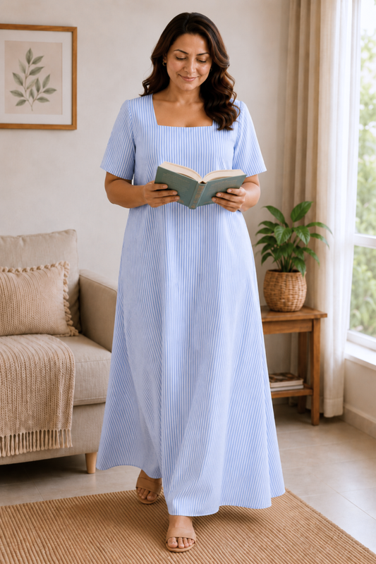 Serene Stripe Cotton Night Gown