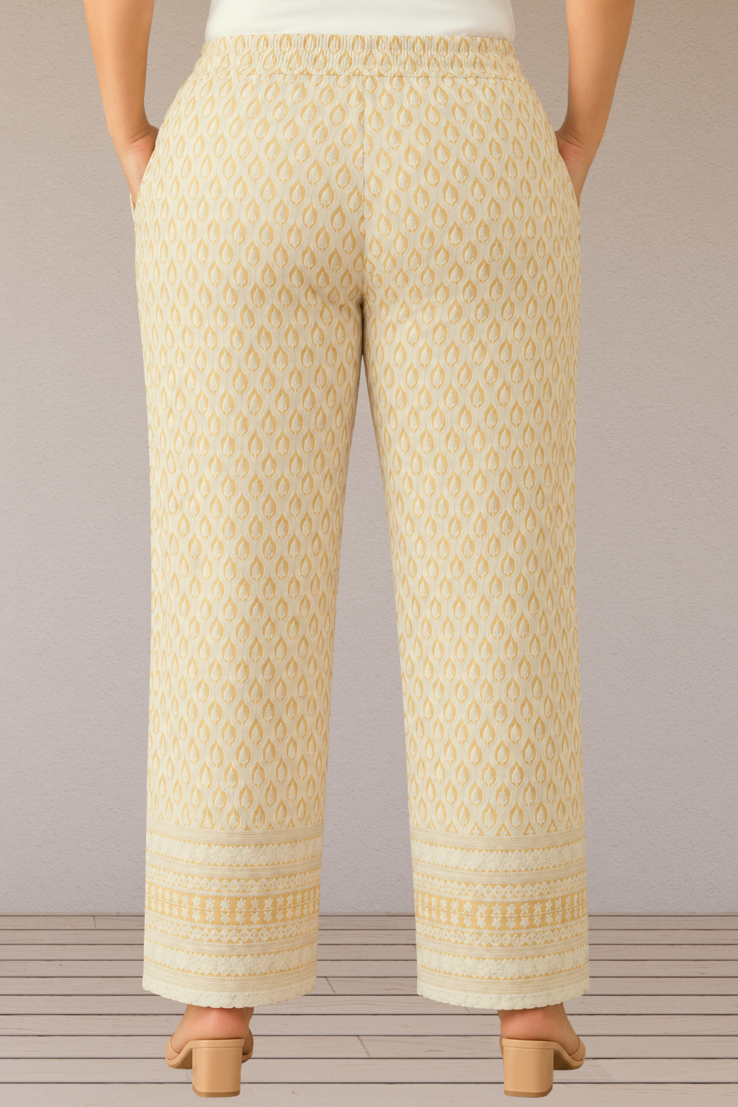 Vanilla Chikankari Cotton Pant Palazzo