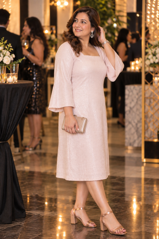 Blush Velvet Glimmer Calf Dress