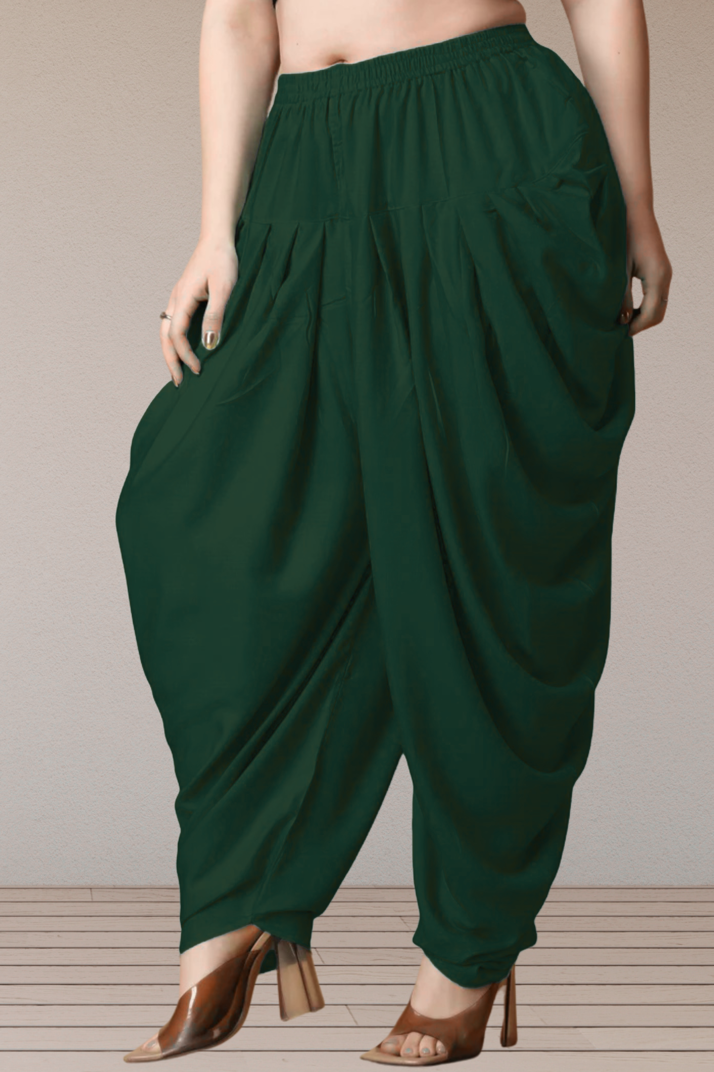 Bottle Green Belted Dhoti Salwar