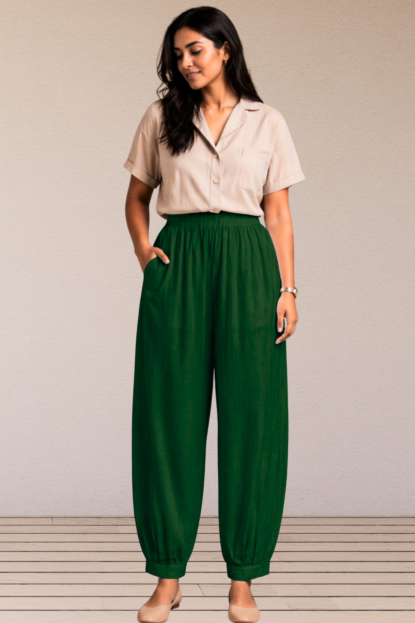 Bottle Green Cotton Afghani Pants