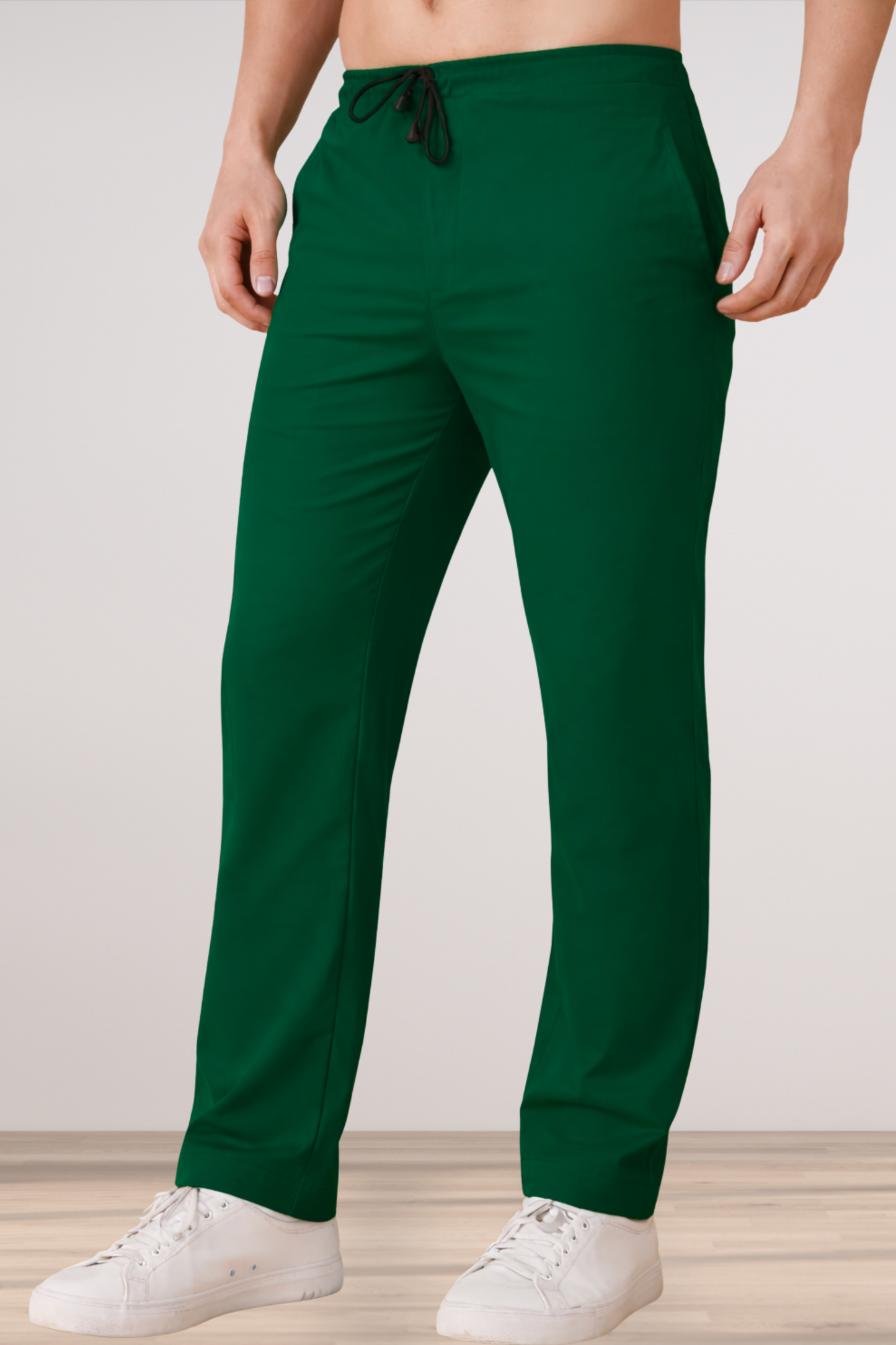 Bottle Green Cotton Track Pants