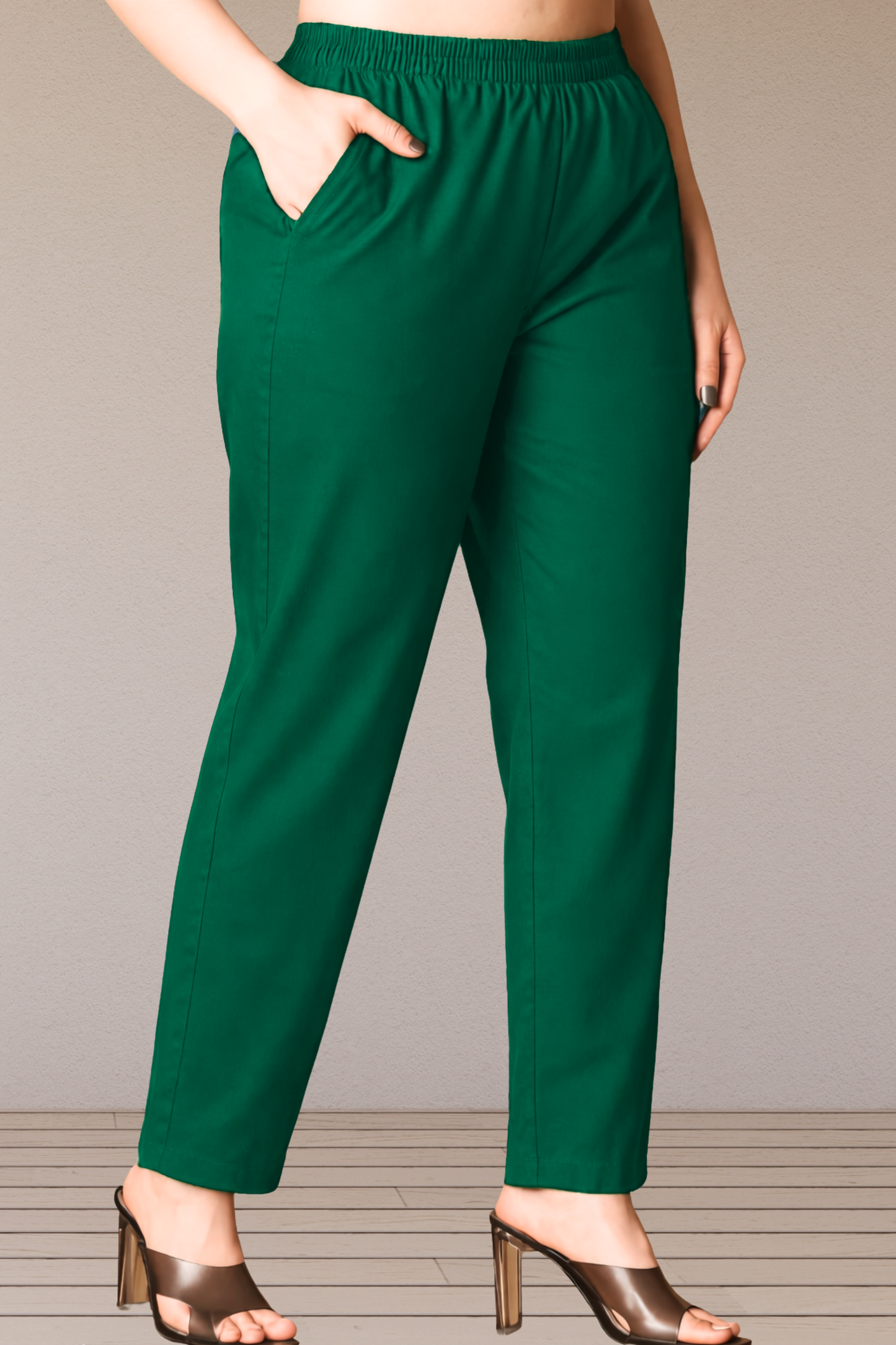 Bottle Green Poplin Cotton Pant