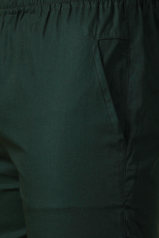 Bottle Green Cotton Shorts